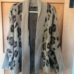 Very J Leopard Print Cardigan - Tan and Brown